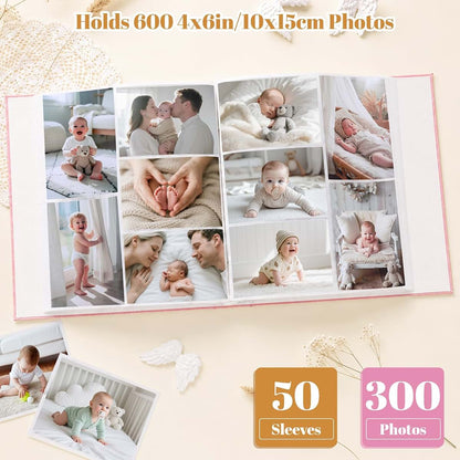 Early Minds Baby Photo Album 600 Pockets Linen Memory Book