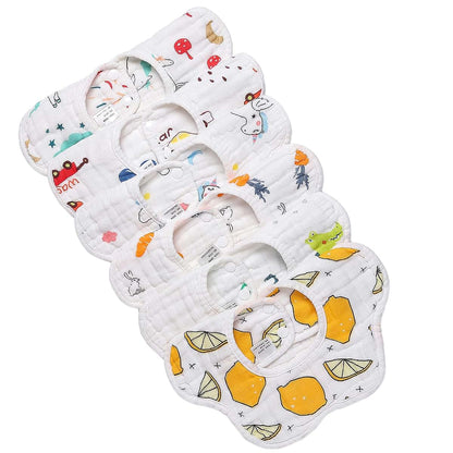 Isrono 6pcs Baby Petal Bibs 360-Degree Rotating Cotton Set