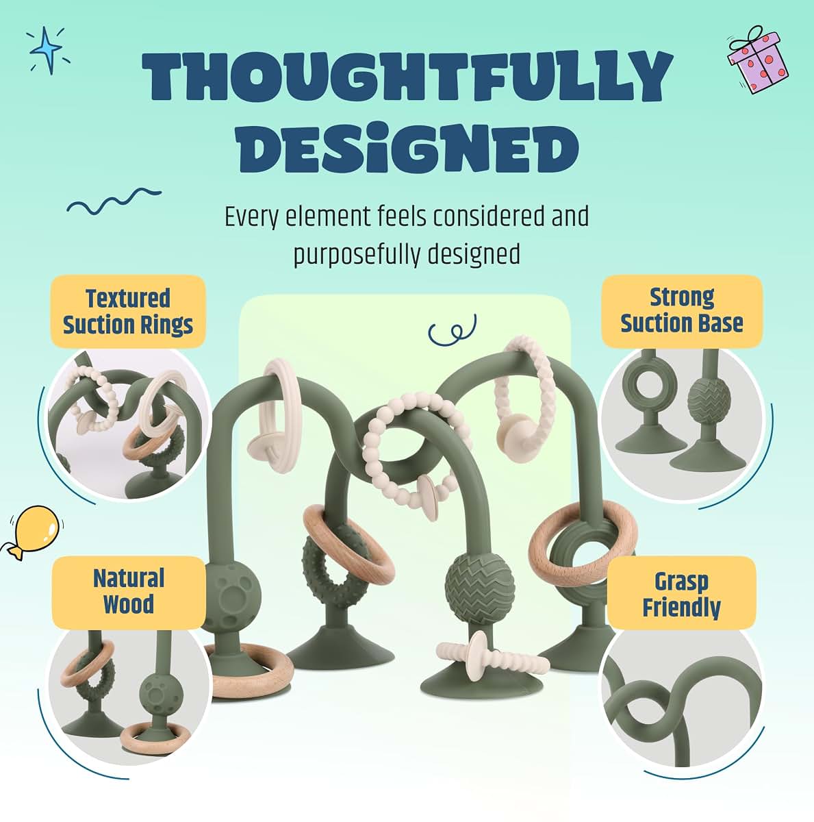 Jumble Dream Jumble Jangle Baby Teether – Suction Toy & High Chair Toy, Green (photo 3)