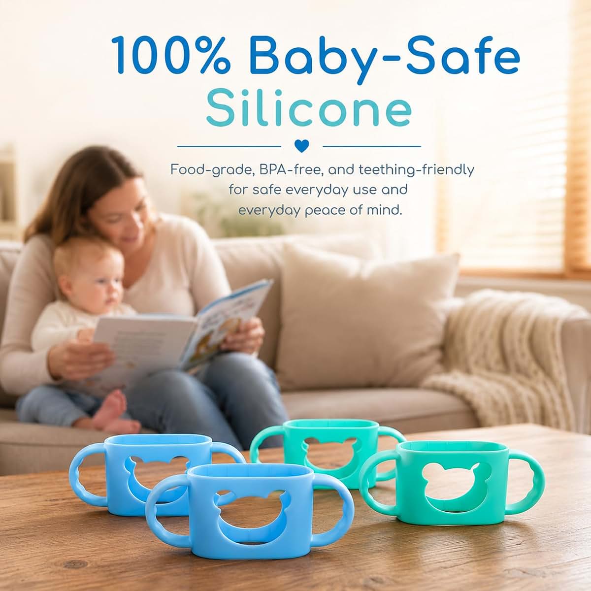 Aelop Silicone Bottle Handles for Wide-Neck Glass & Plastic Bottles, Transitional Sippy Cup Grip for Independent (photo 4)