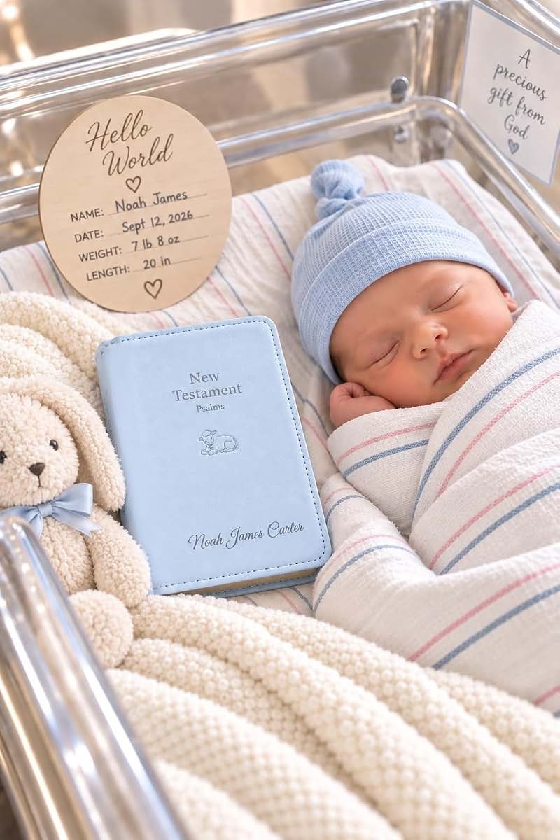 Pacidoodle Personalized Baby Bible with Name Engraved (Blue) (photo 4)
