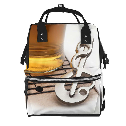 HJTRW Bottle Opener Notes Musical Diaper Bag Backpack for Women Waterproof Mummy Backpack Large Nappy Bag Nursing Bag