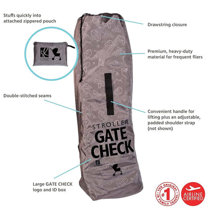 J.L. Childress Gate Check Travel Bag for Umbrella Strollers, Deluxe Grey