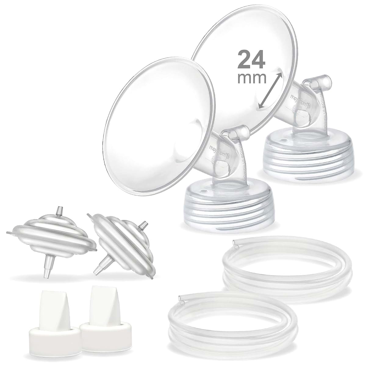 Maymom Pump Parts for Ameda MYA Breast Pump, 24mm Flange 8-Piece Set