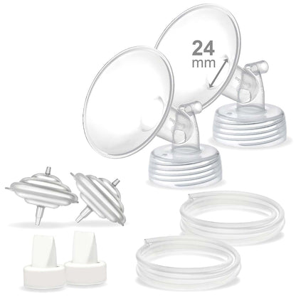 Maymom Pump Parts for Ameda MYA Breast Pump, 24mm Flange 8-Piece Set