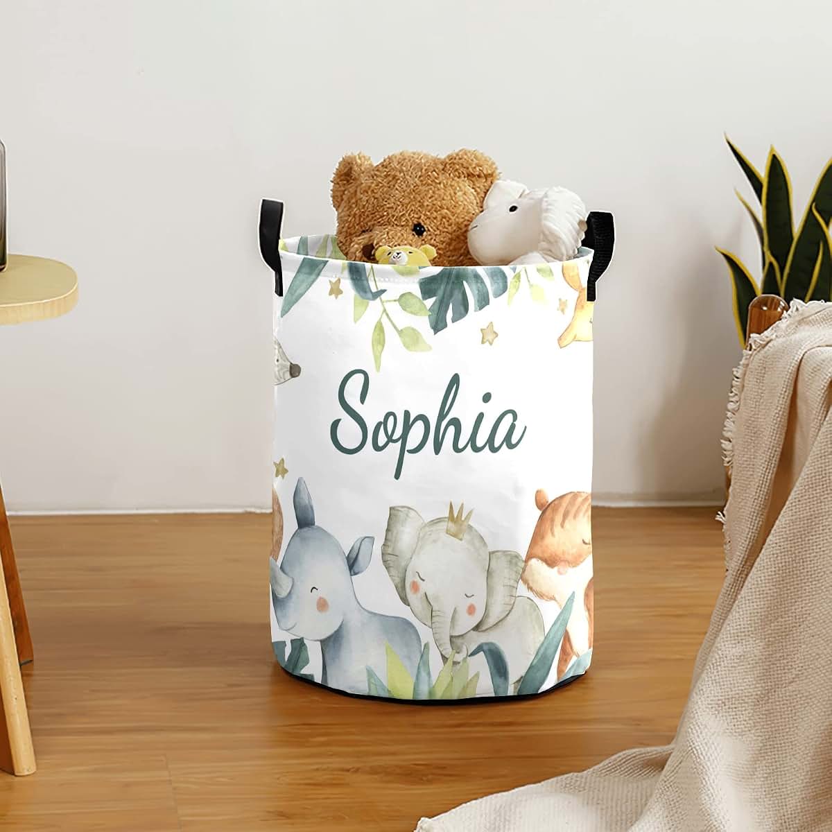 Attentive Arts Personalized Laundry Basket With Handles (photo 3)
