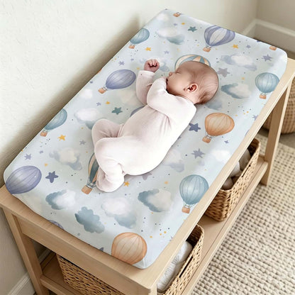 S2tMhb Hot Air Balloon Pattern Changing Pad Covers for Baby Boys Girls,Clouds Theme Stretchy Toddler Diaper Changing