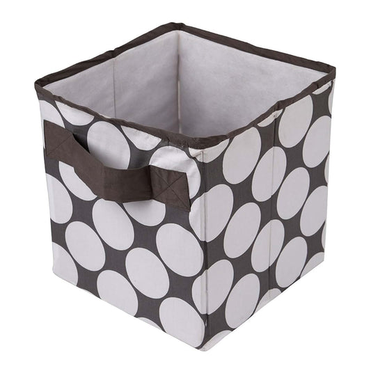 Bacati Small Storage Tote In White And Grey Dots