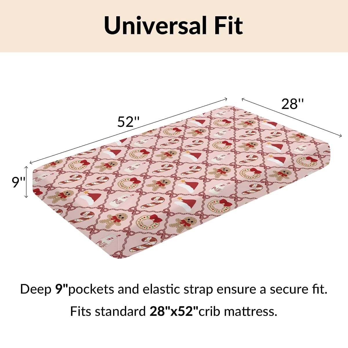 Cstdyfrv Christmas Santa Hat Fitted Crib Sheet (photo 4)