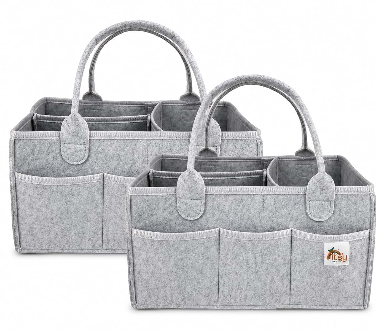 Itsy Bitsy Tot 2 Pack Diaper Caddy Organizer Cloud Grey 10 x 15 x 7 in