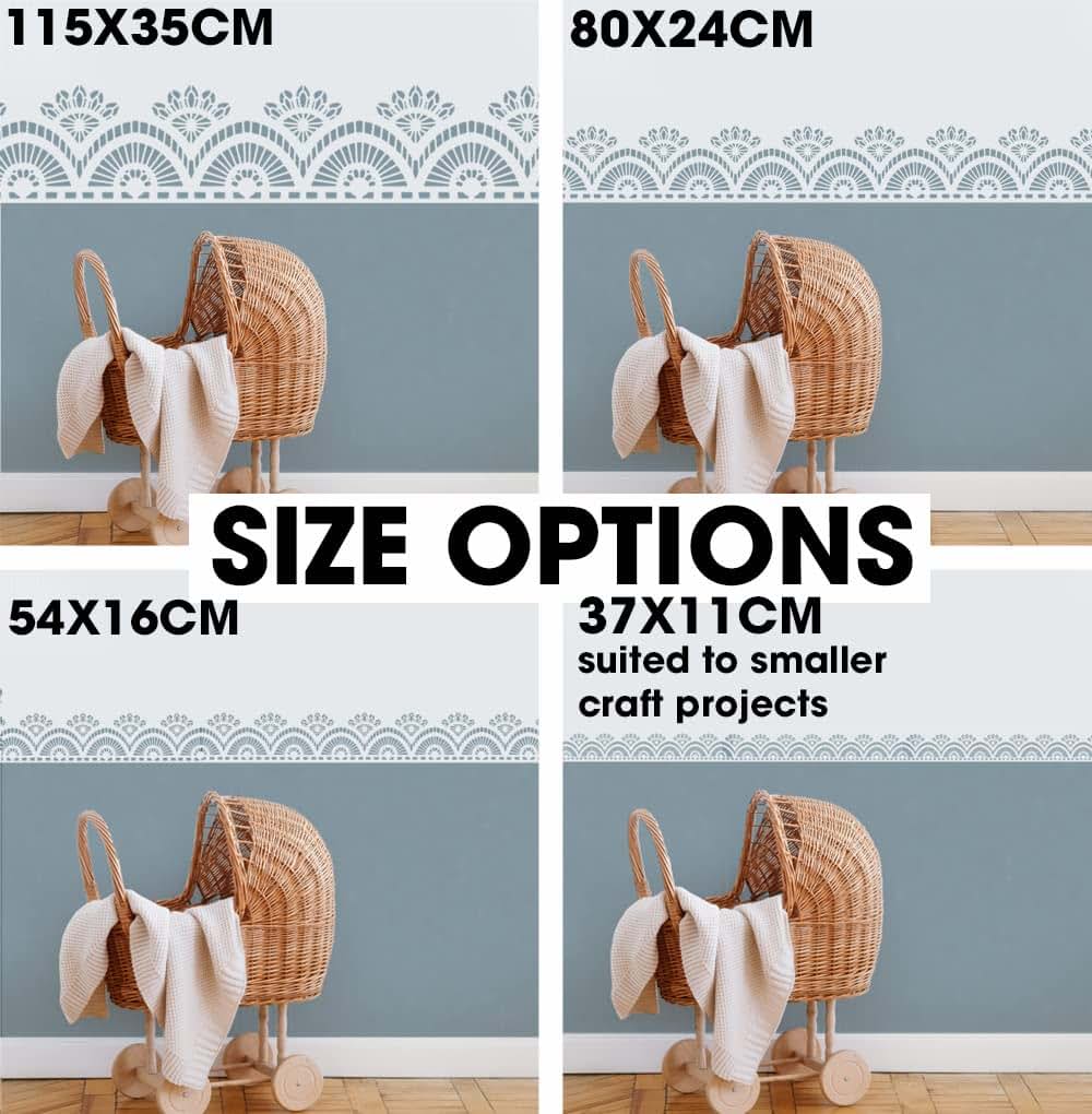 Ideal Stencils Scallop Lace Wall Border Stencil For Nursery Decor (photo 3)