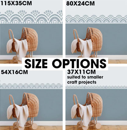 Ideal Stencils Scallop Lace Wall Border Stencil For Nursery Decor (photo 3)