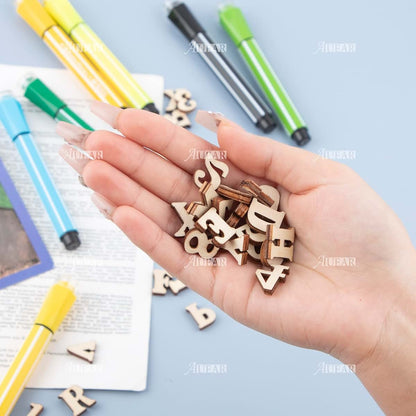 Auear Mini Wooden Alphabet Letters And Numbers For Diy Crafts, 200 Pack
