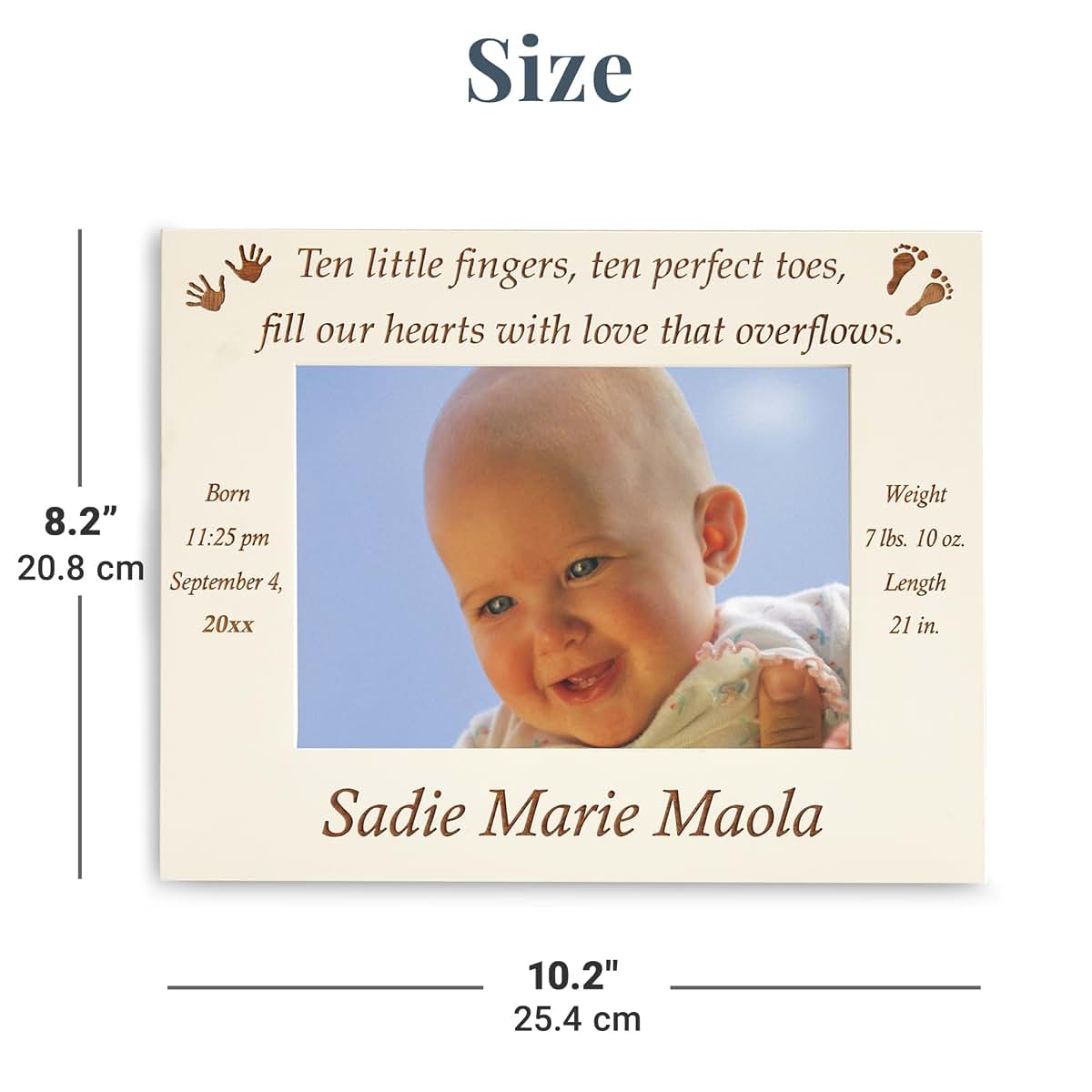 Let's Make Memories Personalized Baby Frame - Ten Fingers & Ten Toes - For New Parents - Newborn Gift - 5x7 Photo (photo 4)
