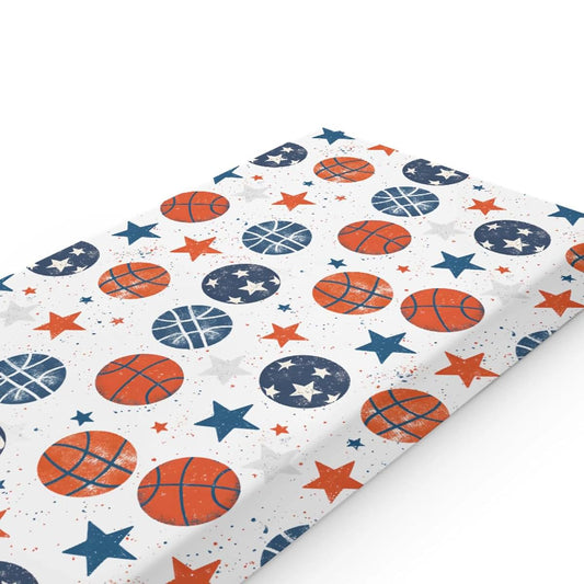 S2tMhb Basketball Pattern Changing Pad Covers for Baby Boys Girls,Sports Theme Stretchy Toddler Diaper Changing Pad