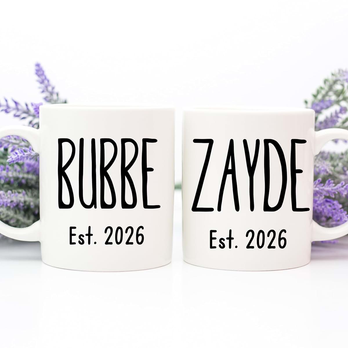 Fabby Gifts Bubbe And Zayde Mugs Set - Yiddish Grandma Baby Reveal - Jewish Grandpa Mug - Pregnancy Announcement For