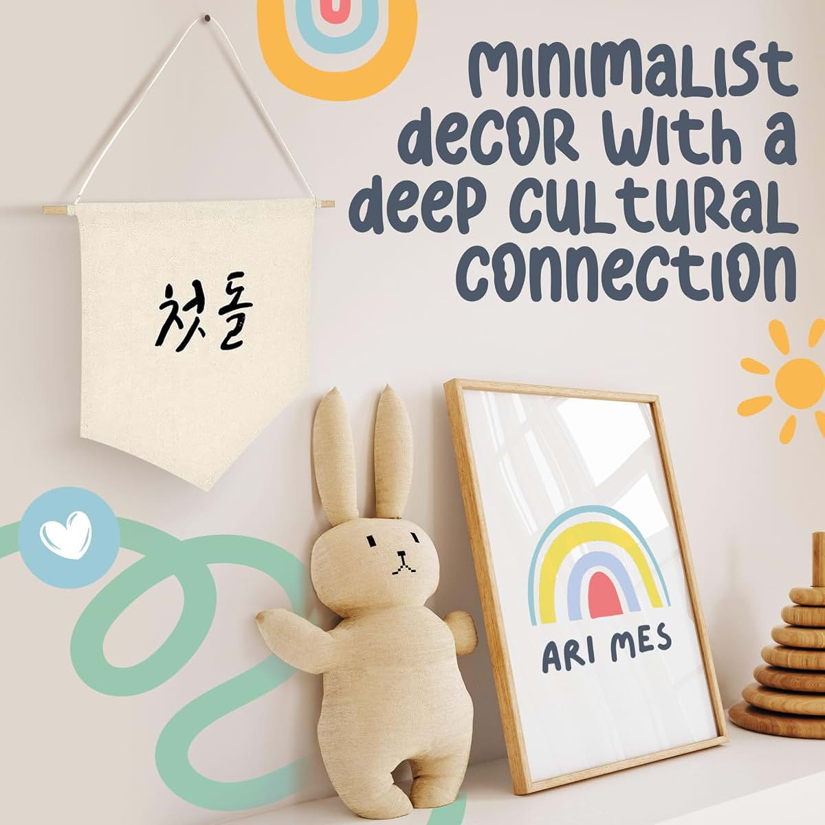 ARI MES 100 Days Celebration Canvas Flag Banner Chinese Baby Decor