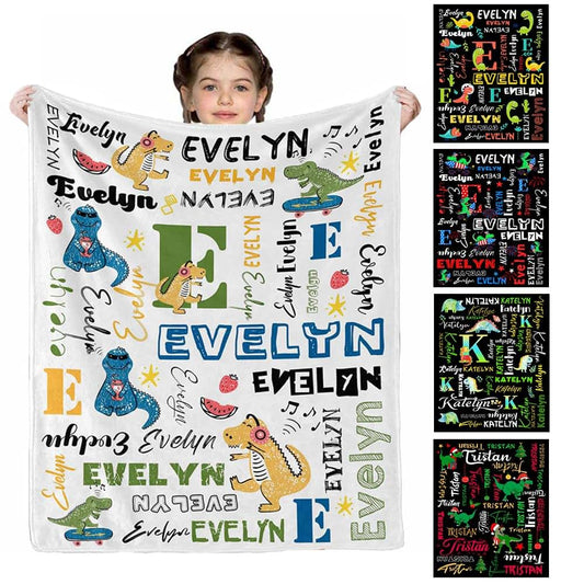 VIPOPSA Personalized Baby Blankets for Girls Personalized Blanket Gift for Daughter Dinosaur Blanket Congratulations