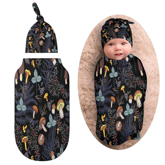 milanoir Wild Forest Mushrooms Newborn Baby Swaddle Blanket With Beanie Hat Baby Receiving Blanket Baby Wraps Blankets