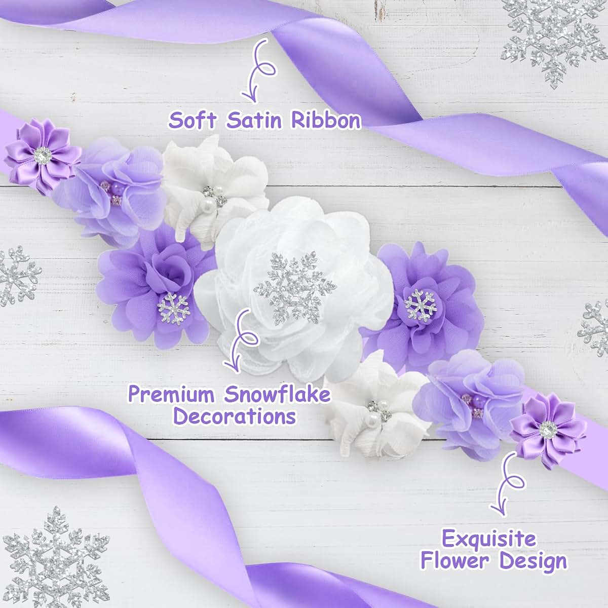 BabyOneStop Winter Snowflake Maternity Sash and Corsage Pin Set