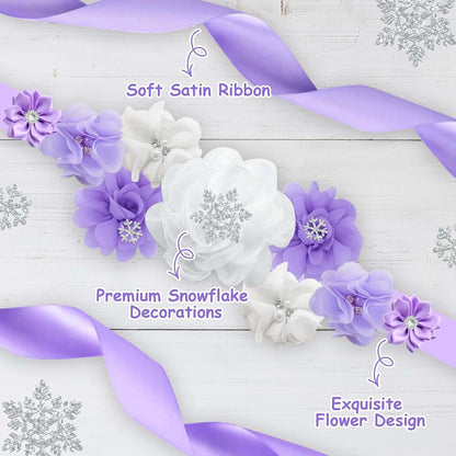 BabyOneStop Winter Snowflake Maternity Sash and Corsage Pin Set