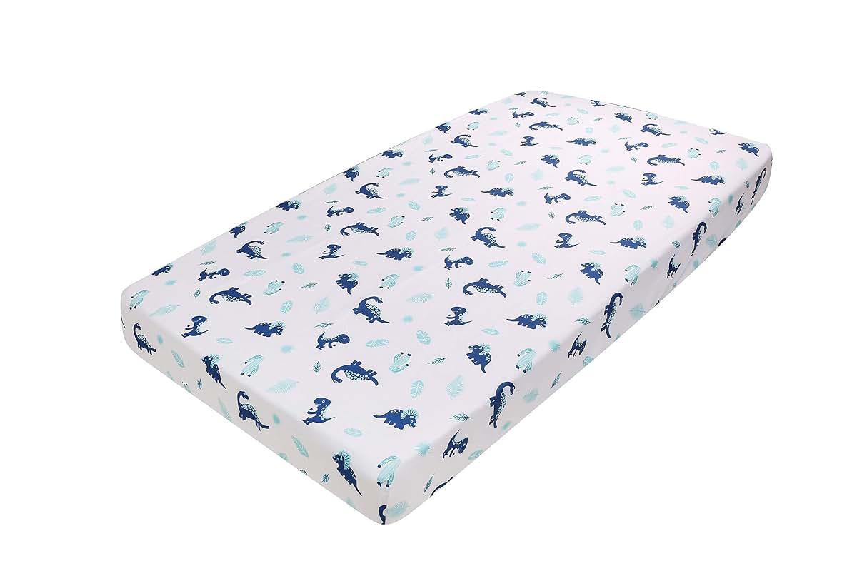 JAHbaby 1 PC Dinosaur Nursery Crib Fitted Sheet (Blue Fitted Sheet) (photo 2)