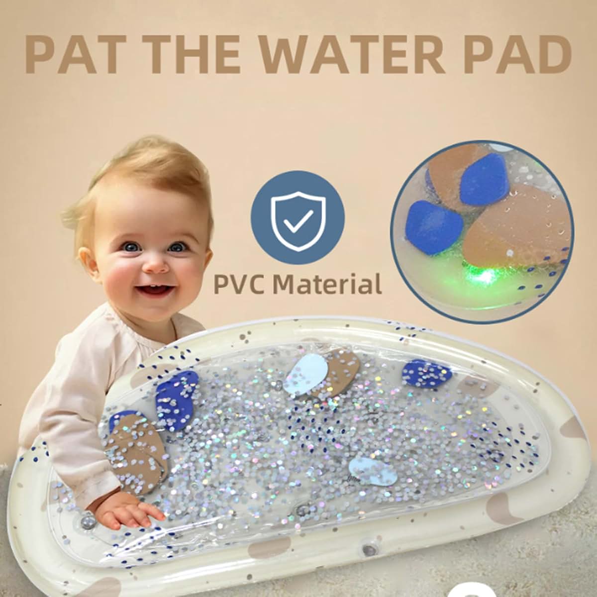 Nuiorfty Water Mat for Babies, Interactive Sensory Play Mat with Floating Sequins for Tummy Time & Calming, Baby (photo 3)