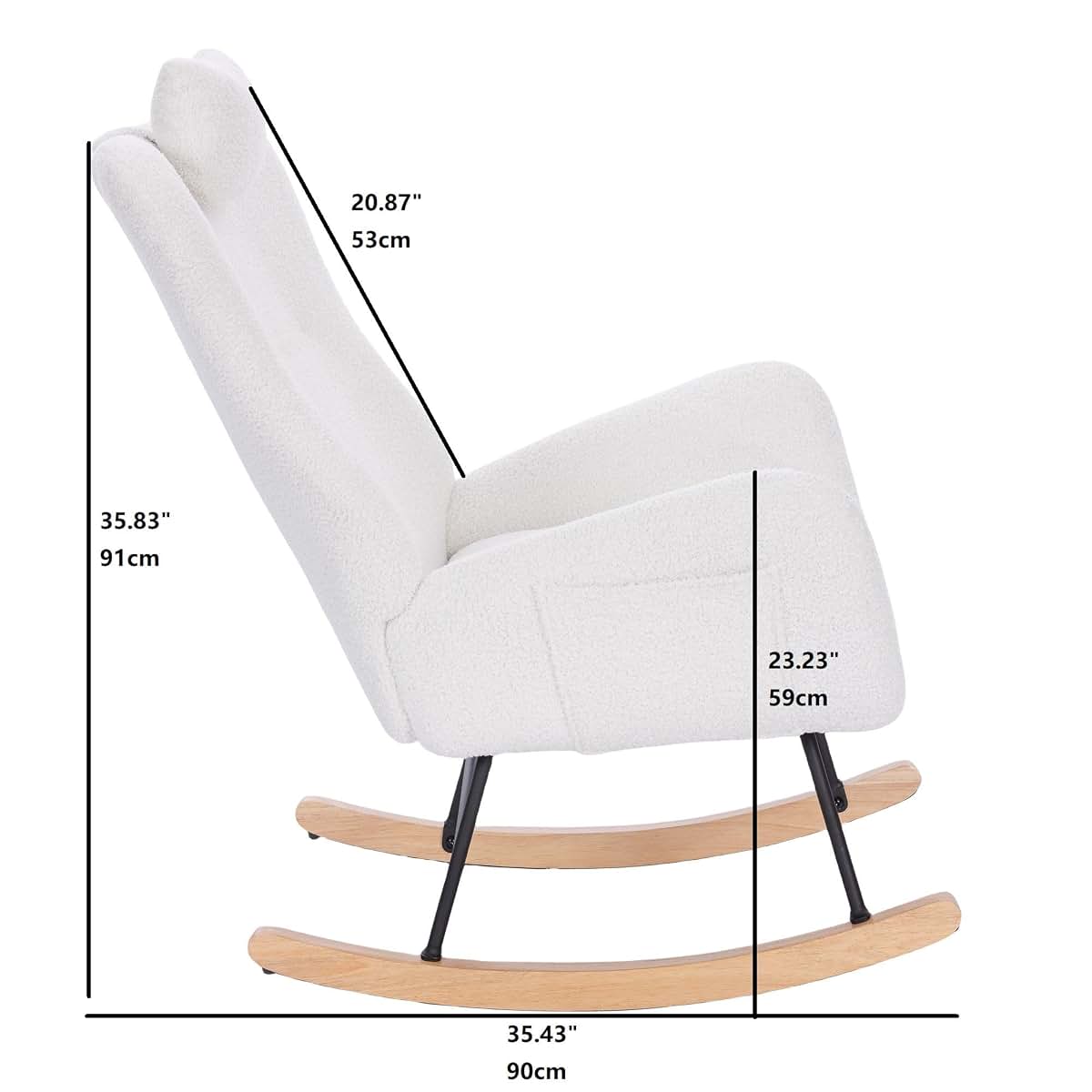 BJZHH Suitable for Living Room Bedroom Teddy upholstered Baby Rocking Chair, Comfortable, Strong, Durable, Lightweight