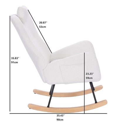 BJZHH Suitable for Living Room Bedroom Teddy upholstered Baby Rocking Chair, Comfortable, Strong, Durable, Lightweight