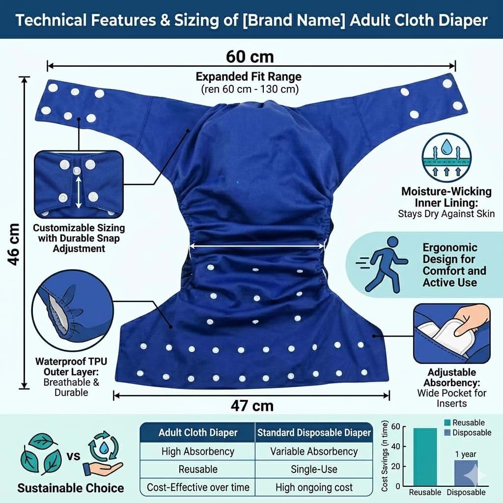 KaWaii Baby Kawaii Adult Reusable Cloth Diaper - Large Waterproof Incontinence Underwear (photo 2)