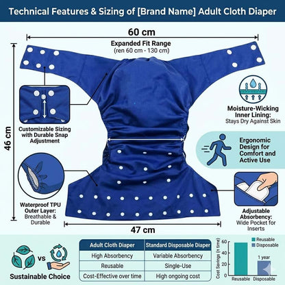 KaWaii Baby Kawaii Adult Reusable Cloth Diaper - Large Waterproof Incontinence Underwear (photo 2)