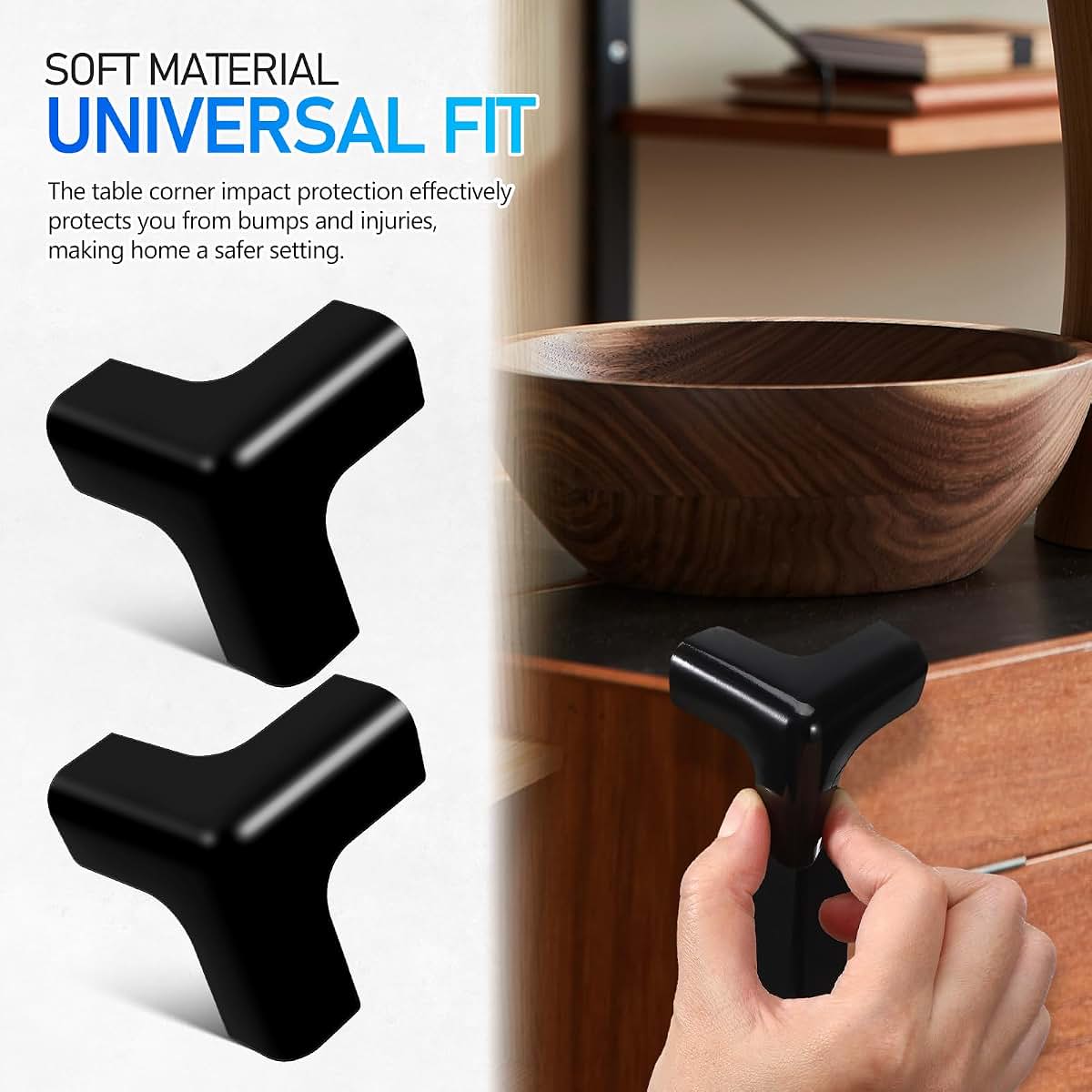DEARMAMY 4-Pack Corner Protectors for Baby Proofing, T-Shaped PVC Guards, Black