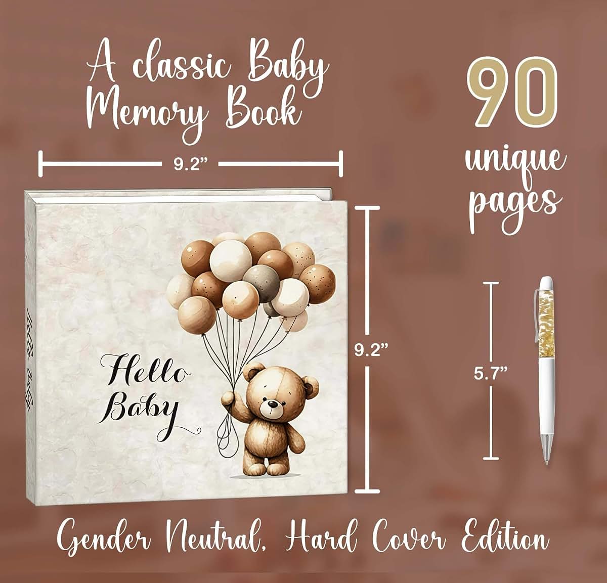 Alejastore Baby Album and Memory Book with Teddy Bear Design