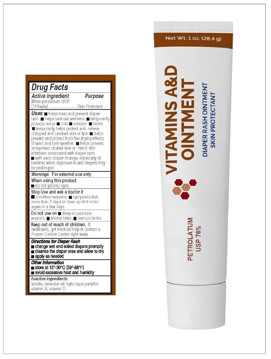 AmeriCan Goods 3/Pack Tubes Vitamins A & D Ointment Diaper Cream - 1oz Protective Diaper Rash Formula for Sensitive Skin (photo 2)