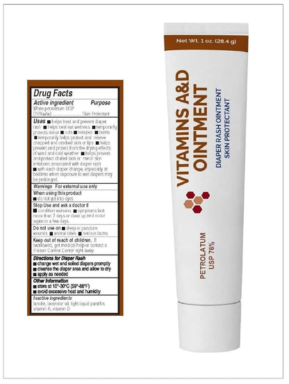 AmeriCan Goods 3/Pack Tubes Vitamins A & D Ointment Diaper Cream - 1oz Protective Diaper Rash Formula for Sensitive Skin (photo 2)
