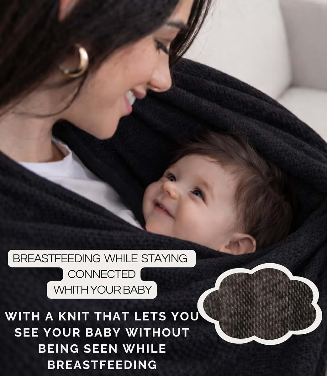 Grandma Elephant Nursing Cover and Breastfeeding Shawl in Deep Onyx