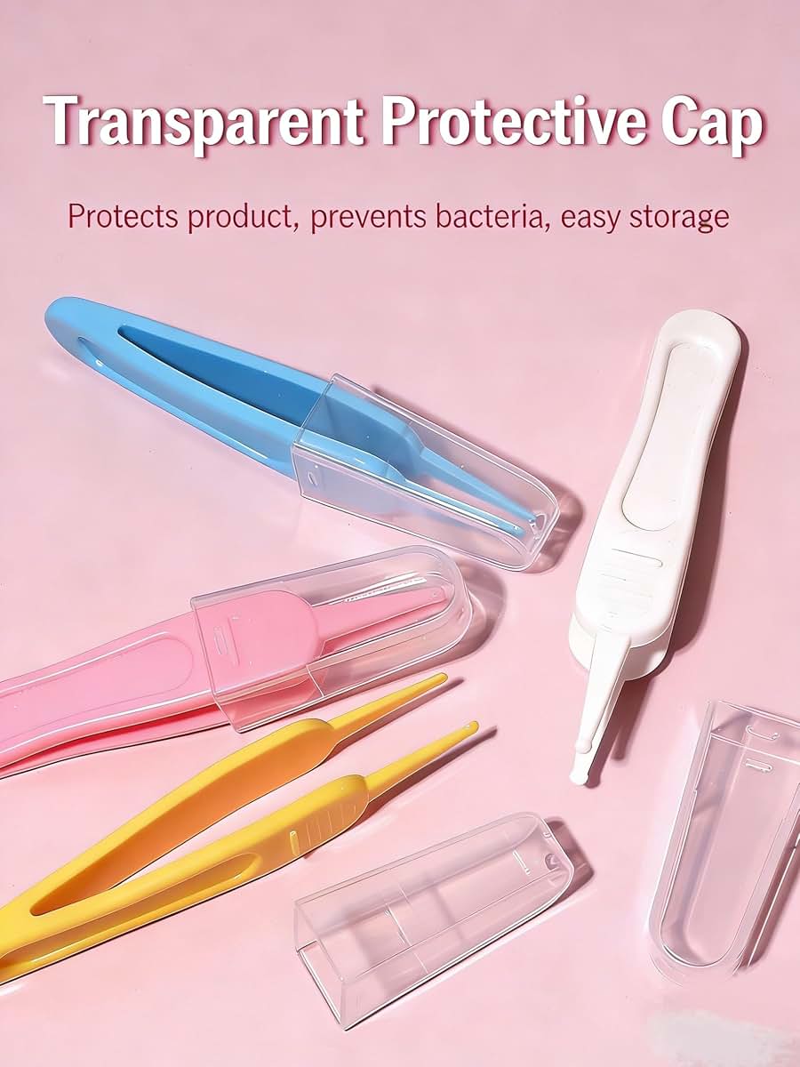 NON 7-Piece Baby Nose Tweezers with Round Head, Ear and Navel Cleaner