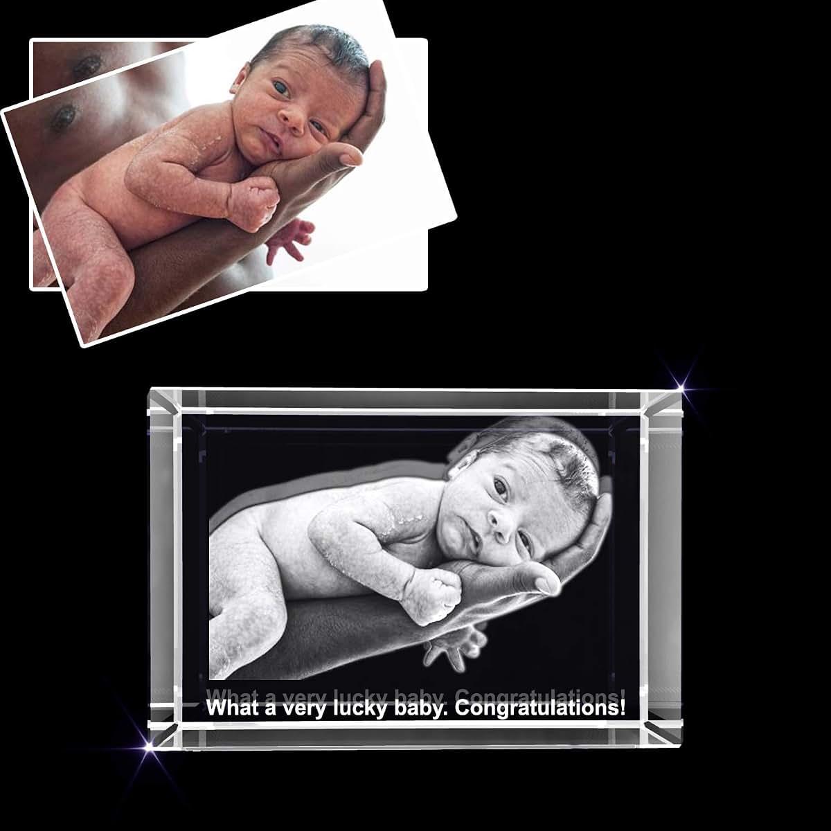 A&B Crystal Collection Newborn Baby - Engraved 3D Photo Gift - Thoughtful Congratulations & Celebration Keepsake (XXL (photo 2)