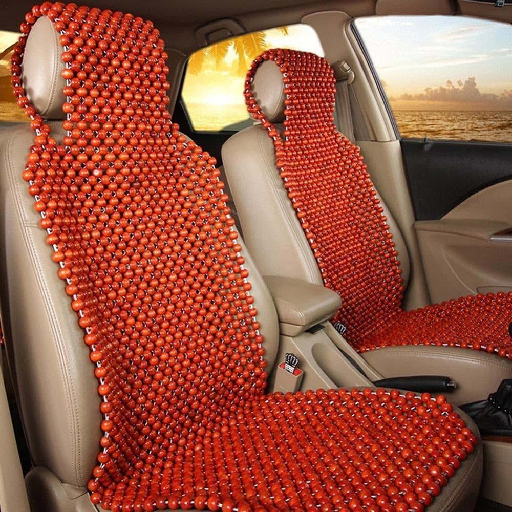 Liuzz Wooden Bead Seat Cover Massage Car Cushion Red (photo 2)