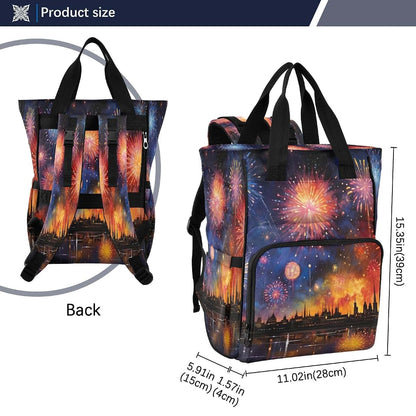 YANENDIE Colorful Firework Diaper Bag Backpack with Stroller Straps and Pacifier Case