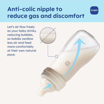MAM Feel Good Pure Glass Anti-Colic Baby Bottle