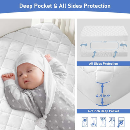 Grt 2 Pack Waterproof Deep Pocket Fitted Crib Mattress Protector