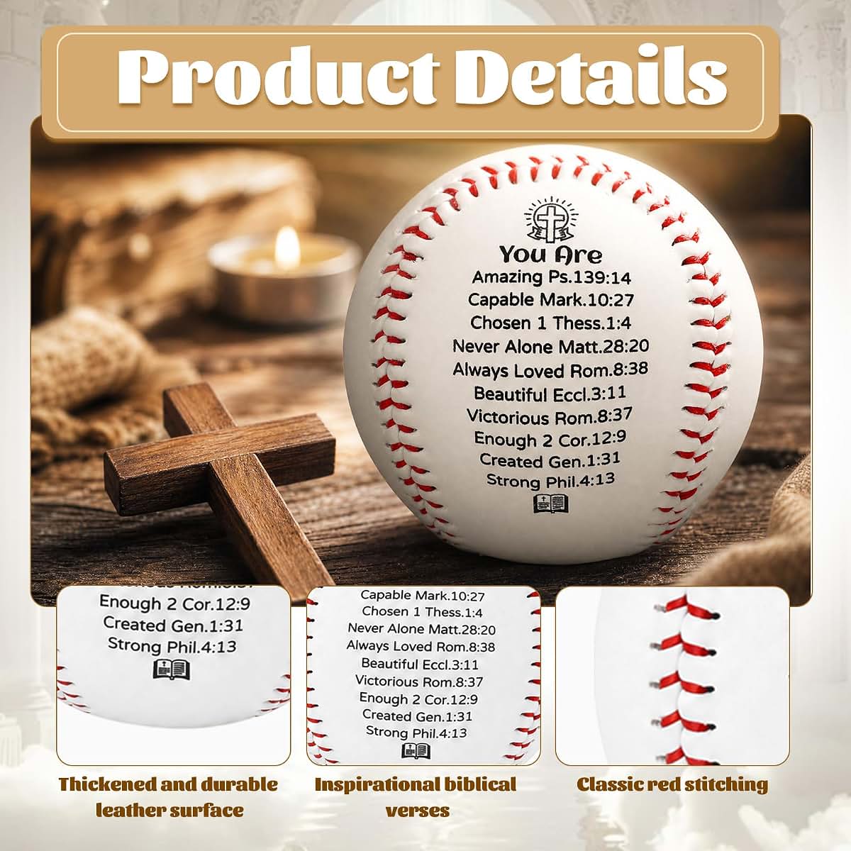 Danquanuan Personalized Baseball Gifts Include Baseball & Display Box, Religious First Communion Gifts, Inspirational