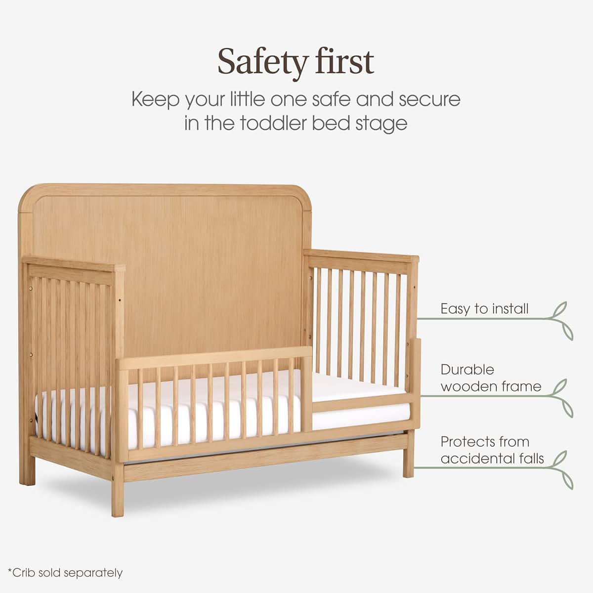 Evolur Cove Toddler Bed Rail Guard Conversion Kit, Natural Oak (photo 4)