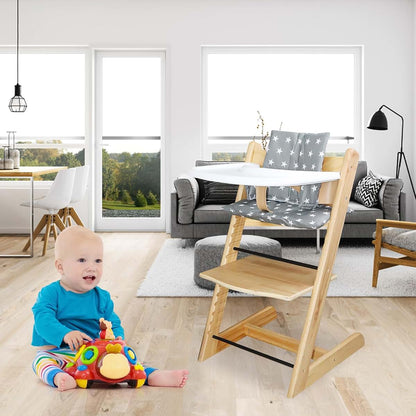 LLHQAMT Cushion for Tripp Trapp High Chair, Grey Star Pattern, Cotton Two-Piece