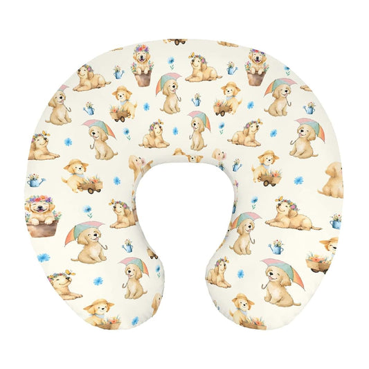 Wicbfdfv Nursing Pillow Cover In Cute Dogs Wildflowers Print