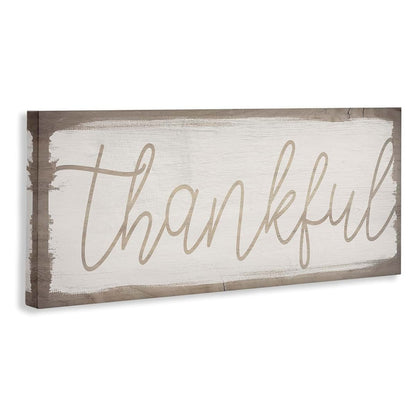 Stupell Industries Playful Thankful Text Distressed Paint Pattern Canvas Wall Art 13 x 30 Inches