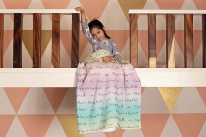 Loving Families Personalized Pastel Rainbow Throw Blanket (photo 3)