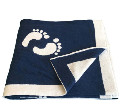 Vogue 100% Cotton Knit Footprint Baby Blanket