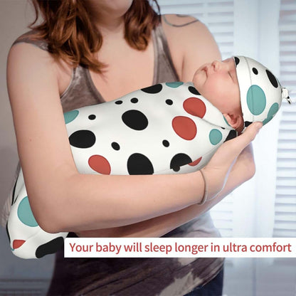 KKLWEGU Newborn Swaddle Blanket with Beanie Hat Set, Soft Sleep Sack Polka Dot Newborn Receiving Blankets Baby Swaddle (photo 4)